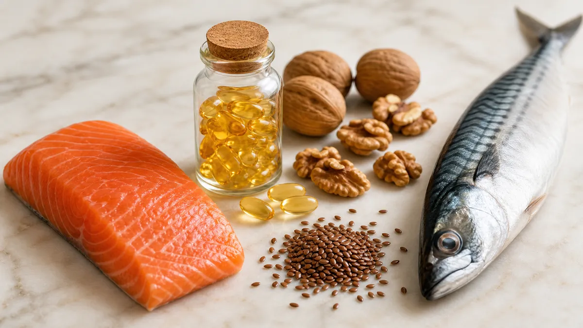 Omega-3-reiche Lebensmittel f&uuml;r Kinder: Lachs, Waln&uuml;sse, Leinsamen, Avocado