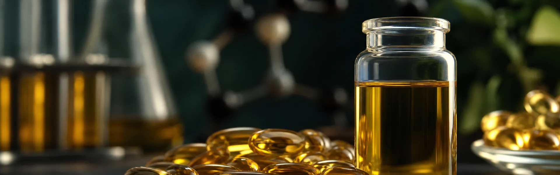 Omega-3-Kapseln mit EPA und DHA nebeneinander